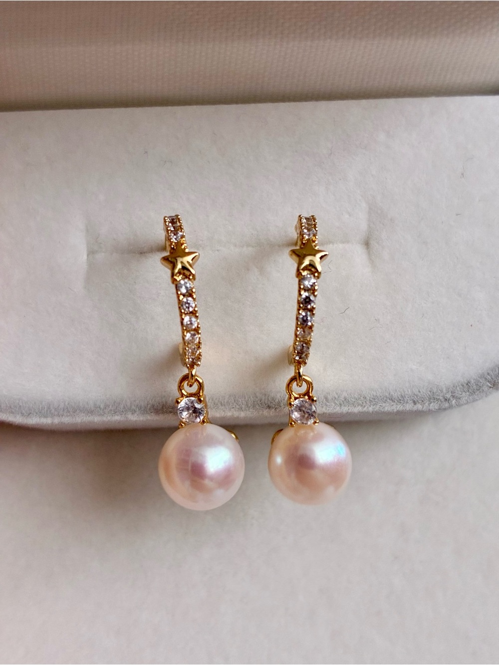Freshwater Pearl Open Hoop Earrings | Star Jewelry | Date Night Gift